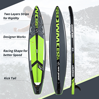 Planche de paddle gonflable de course ultra-rigide de 12,6 pieds - Planche de paddle de tourisme haute vitesse - Conception professionnelle à nez pointu - HY Sports SYFG380 PVC