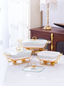 Plateau de cuisson en céramique <span class=keywords><strong>rectangulaire</strong></span> moderne nordique pots de soupe et de bouillon de luxe avec bougie chauffée pour ménage et restaurants - Product Image 4