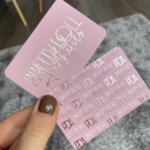 Tarjeta <span class=keywords><strong>de</strong></span> presentación personalizada con laminación mate rosa, logotipo en relieve con lámina dorada, impresión por estampado en caliente, tarjeta <span class=keywords><strong>de</strong></span> agradecimiento para pequeñas empresas - Product Image 2