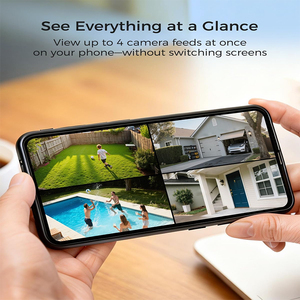 ระบบกล้องรักษาความปลอดภัยพลังงานแสงอาทิตย์ 4K 8MP ไร้สายสำหรับภายนอกอาคาร <span class=keywords><strong>ชุด</strong></span>กล้อง 4 ตัว รองรับ WiFi 2.4/5GHz แบบดูอัลแบนด์ พร้อมแผงโซลาร์เซลล์ ไม่มีค่าบริการรายเดือน - Product Image 4