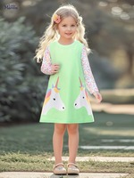Nouvelle arrivée automne 2025, robe à pois pour filles, manches longues, 100% coton, robe patchwork pour enfants