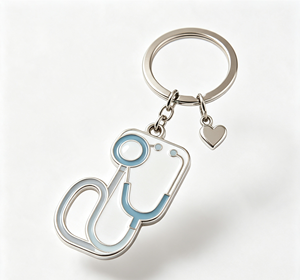 Porte-clés stéthoscope en alliage, porte-clés en métal émaillé, logo personnalisé, pendentif médical, cadeau - Product Image 2