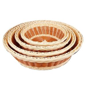 Cesta de Almacenamiento Circular de Plástico Imitación Ratán, Ecológica, para Frutas, Aperitivos, Pan y Verduras - Product Image 5