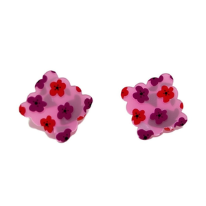 Orecchini Dipinti con Design Floreale Rosa, Set di 12 Pezzi di Gioielli alla Moda - Product Image 2