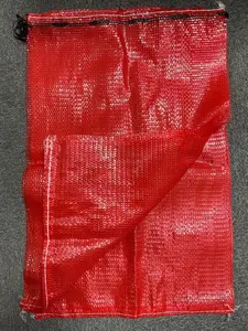 Plastic Packaging 50kg 50lb Red Orange Green Empty PP Tubular Woven Ventilated Logo Leno Net Sack Onion Mesh Bag For Potato