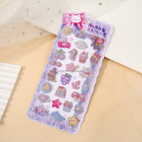 Autocollants 3D en relief floqués, mignons et doux, en forme d'animaux et de desserts, parfaits pour les cadeaux faits main DIY pour enfants, vente en gros