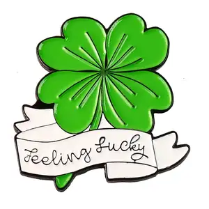 Four Leaf Clover Feeling Lucky Green Irish Saint Patrick's Day Enamel Lapel Pin