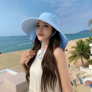 Chapeaux de soleil d'été pour femmes en gros, grands chapeaux de plage à large bord pour femmes avec cordon - Product Image 5