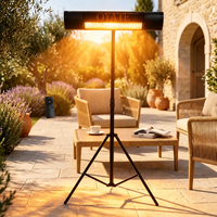220-240V 1500W Freistehender Dreibein-Terrassenheizstrahler Rubinroter Quarz-Infrarotstrahler Außenheizung für Garten Hinterhof Terrasse