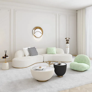 Set Sofa Seksional Desain <span class=keywords><strong>Modern</strong></span> untuk Ruang Tamu dan Hotel dengan Sofa Modular Berbahan Kain Beludru Melengkung - Product Image 5