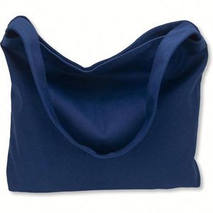 Custom Large Capacity <b>Navy</b> Blue Canvas <b>Tote</b> <b>Bag</b> Eco Friendly Cotton Shoulder Handbag Zipper for Autumn Shopping Travel Handbags - Product Image 3