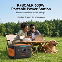 Station portable 600W avec batterie LiFePO4, onduleur à onde sinusoïdale pure MPPT 12V/24V, générateur solaire pour la maison, le camping en extérieur et l'utilisation en voiture