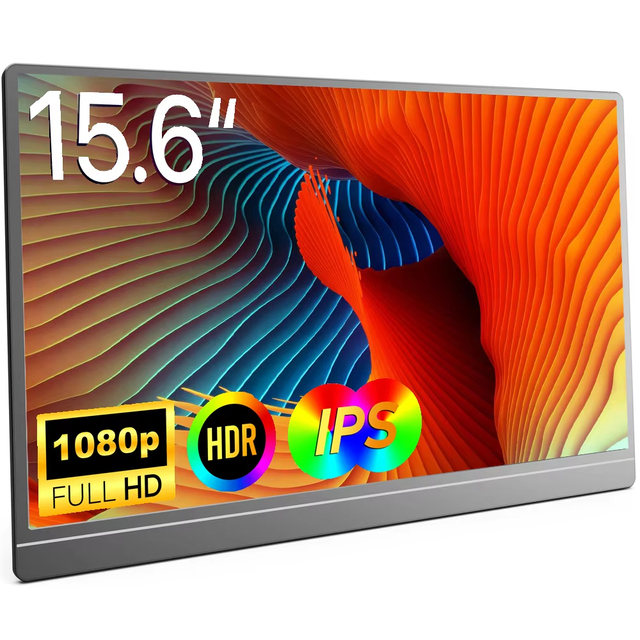 15.6-inch Portable Monitor 1080P Full HD Travel Display with HDMI/USB-C Interfaces Built-in Speakers Magnetic Protective Cover