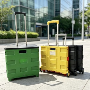 Lightweight Folding Portable <b>Trolley</b> 45L 4 PU Wheels Foldable Outdoor Shopping <b>Cart</b> For Camping And Home Use - Product Image 1