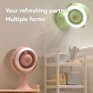 Ventilateur mural électrique sans fil USB pour cuisine, climatiseur de bureau domestique, ventilateur de circulation d'air pour toilettes avec lumière - Product Image 2