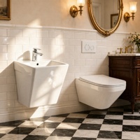 Ensemble WC suspendu moderne en céramique avec bidet intégré, chinois, à chasse d'eau directe, monobloc, pour salle de bain