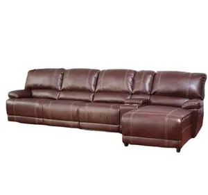 Hot sale comfortable leather sectional recliner L shape sofa with chaise lounge