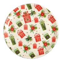 Assiette décorative imprimée de fleurs rouges en gros Assiette de fruits de Noël