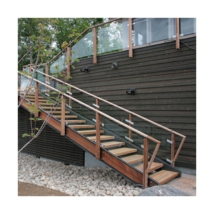 Scala Flottante Moderna da Interno Prima in Acciaio <span class=keywords><strong>e</strong></span> Legno con Monostringa, Gradini in Legno <span class=keywords><strong>e</strong></span> Balaustra in Acciaio Inossidabile - Product Image 6