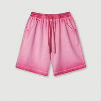 Shorts Bermuda amples en molleton 100 % coton 310 GSM, teinture pigmentaire, finition délavée effet vieilli, légèrement brossés, pour homme