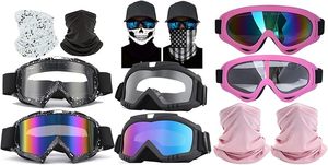 Lunettes de moto tout-terrain, VTT, motocross, course, ski, lunettes de sécurité avec 4 cache-cou, bandana, masque facial - Product Image 5