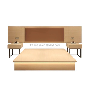 Solución de Muebles de Dormitorio para Hotel de 3 Estrellas, Directo de Fábrica OEM, Juego de Cama Moderno de Madera con Mesitas de Noche y Cabecera Tapizada - Product Image 4