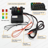 Panel de Interruptores de 6 Canales, Caja de Control de Circuito de 12V/24V, Arnés de Cableado con Fusible y Relé, Interruptor LED Atenuable para Camioneta Todoterreno, UTV, Barco