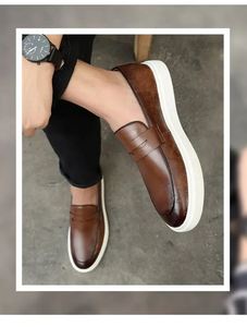 Mocassins décontractés à bout arrondi, taille 38-46, chaussures en cuir synthétique pour hommes - Product Image 3