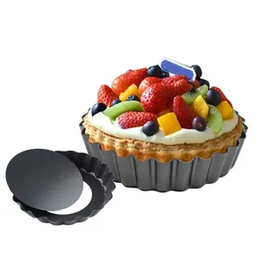 Çiçek şekli Bakeware aracı 5.5 inç karbon çelik Tart Pan tedarikçiler çıkarılabilir gevşek alt yuvarlak pasta tavalar mutfak kek kalıbı