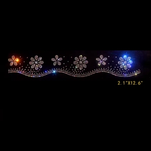 Hot Fix Flora Flower Rhinestone apliques tira Rhinestone transferencia tira motivo <span class=keywords><strong>para</strong></span> ropa bolsas cojines vestido DIY al por mayor - Product Image 2