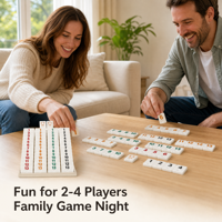 Jeu de tuiles numérotées en mélamine OEM ODM avec logo personnalisé, 106 tuiles, support inclus, pour le plaisir familial, 2 à 4 joueurs, soirée de jeux, vente en gros