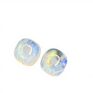 Certified Pair Of Natural Rainbow Fire Moonstone <b>Square</b> <b>Cushion</b> Shape Cabochons Stones Loose Gemstones 7.15 Carat - Product Image 1