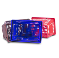 Panier de courses en plastique durable avec 2 poignées, capacité de 20 L, facile à transporter pour les supermarchés et les épiceries
