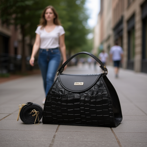 Bolso Bandolera Negro Fana Acalia con Patrón de Cocodrilo, Bolso de Pecho Premium para Mujer con Correa para el Hombro, Estilo Moderno para Adultos - Product Image 2