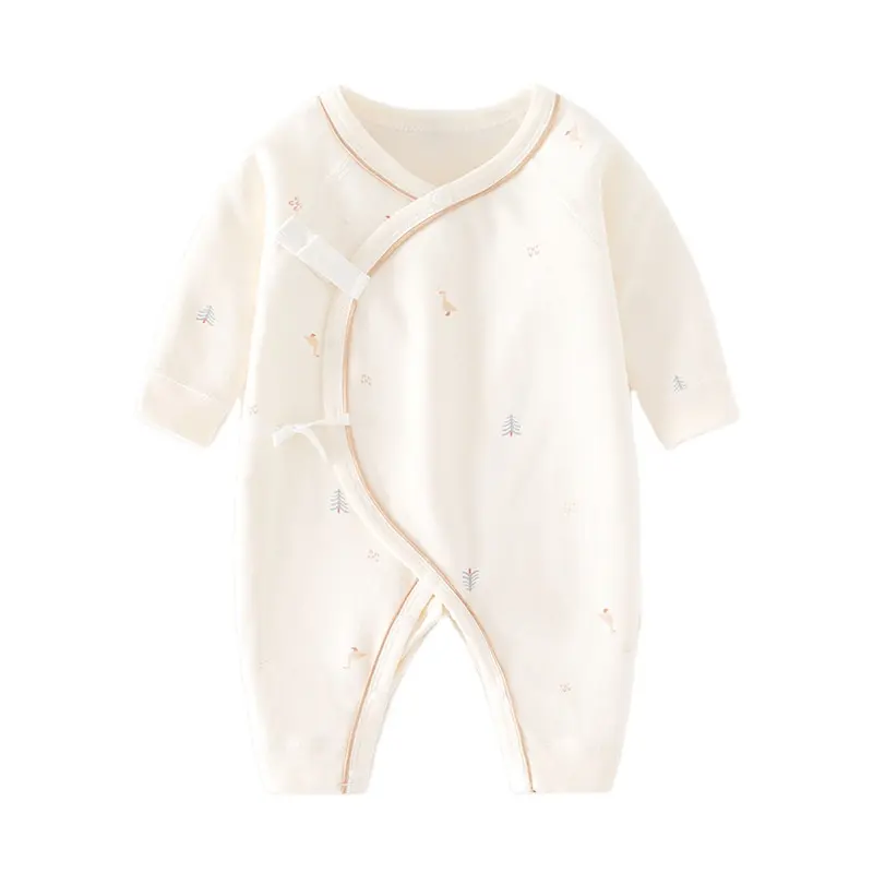 Pasgeboren Baby Eenvoudige Jacquard Romper Lente Baby Meisjes Katoenen Kleding Mode Peuter Jongen Ademende Print Pyjama