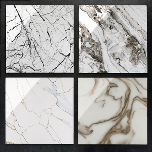 Piastrella in Ceramica Effetto Marmo Bianco Lucido con Venature, Design Moderno 600x600mm |   Piastrelle Antibatteriche Lucidate per <span class=keywords><strong>Bagno</strong></span>, Sala da Pranzo e Villa - Product Image 1
