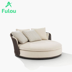 Meubles de club d'intérieur et d'extérieur luxueux, lit de jour rond en rotin pour <span class=keywords><strong>patio</strong></span>, meubles de piscine modernes pour hôtels, lit de bronzage en osier pour le jardin - Product Image 5