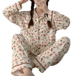 Set <span class=keywords><strong>Pigiama</strong></span> da <span class=keywords><strong>Donna</strong></span> <span class=keywords><strong>con</strong></span> Stampa Floreale, Abbigliamento da Notte in Crepe a Maniche Lunghe, Due Pezzi <span class=keywords><strong>con</strong></span> <span class=keywords><strong>Bottoni</strong></span>, Traspirante, Set Loungewear Femminile - Product Image 5