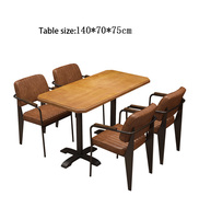 Nouveauté : Ensemble de mobilier de restaurant commercial, table à manger avec fauteuils en cuir PU, table carrée en bois pour café, bar, hôtel