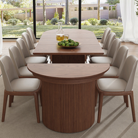 Table à manger extensible en bois de frêne massif, style mid-century moderne, extensible, faite à la main, personnalisable, pour 8 à 12 personnes