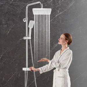 Système de douche à inverseur d'eau sélectionné par bouton de touche de piano avec barre de douche à hauteur réglable SUS201