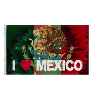 Spanduk Cetak Satu Sisi Digital 3X5 Kaki Bendera Meksiko Amerika Terlaris