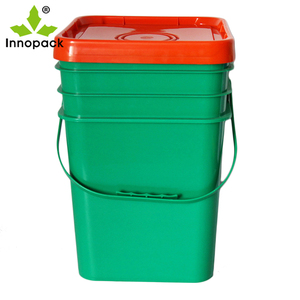 Vente en gros d'usine, seaux carrés de 5 gallons avec poignée en <span class=keywords><strong>plastique</strong></span>, seau carré en <span class=keywords><strong>plastique</strong></span> de qualité alimentaire <span class=keywords><strong>vert</strong></span> personnalisé de 20 litres avec couvercle - Product Image 3