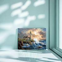 Fait à la main 40*50cm paysage marin décoration murale diamant peinture pleine ronde 5D acrylique phare diamant peinture Kits