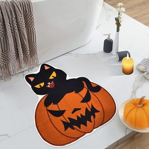 Tappeto Decorativo di Halloween con Gatto Nero e Fantasmi, Design Personalizzato per Camerette dei Bambini - Product Image 1