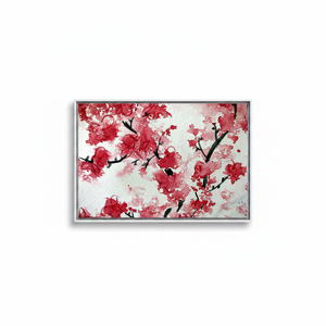 Impresión en lienzo de flor de cerezo Sakura - Arte floral zen japonés, lienzo con marco blanco - Product Image 2