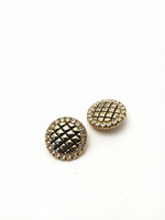 Bouton-pression matelassé doré en strass, motif losanges de luxe, en alliage de zinc, avec rivet à bordure en corde écologique, pour manteau en tweed de soirée
