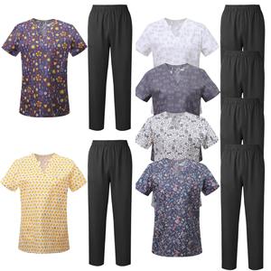 Imprimé Uniforme Tops V-Neck Hôpital Imprimé Scrubs Uniformes Ensembles Hommes avec Poches dans Les Hôpitaux Spa Beauté Traitement Ensemble De Mode - Product Image 1