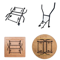 Table de banquet pliante moderne noire avec pieds en métal, plateau en contreplaqué, pieds de table pliants peu encombrants