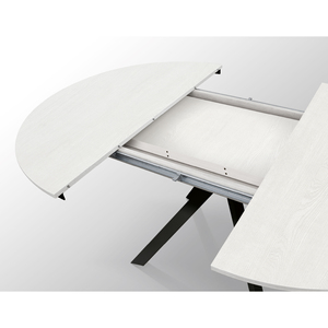Karem Extendable <b>Round</b> <b>Table</b> 120 To 170 Cm <b>White</b> Ash Melamine Top Iron Base Internal Use - Product Image 5